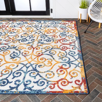 Atrani Scroll Trellis Indoor/Outdoor Area Rug - JONATHAN Y 4 Atrani Scroll Trellis Indoor/Outdoor Area Rug - JONATHAN Y - Image 2