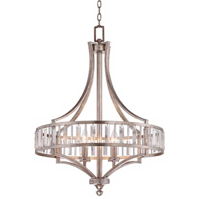 Vienna Full Spectrum Soft Silver Chandelier 24" Wide Crystal Glass 4-Light Fixture For Dining Room House Kitchen Bedroom 5 Vienna Full Spectrum Soft Silver Chandelier 24" Wide Crystal Glass 4-Light Fixture For Dining Room House Kitchen Bedroom - Image 3