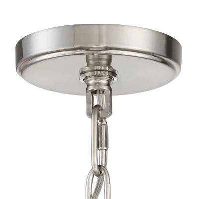 Possini Euro Design Brushed Nickel Graywood Wagon Wheel Chandelier 29 1/4" Wide Farmhouse Rustic 8-Light Fixture Dining Room Kitchen Island Entryway 6 Possini Euro Design Brushed Nickel Graywood Wagon Wheel Chandelier 29 1/4" Wide Farmhouse Rustic 8-Light Fixture Dining Room Kitchen Island Entryway - Image 4