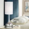 360 Lighting Modern Table Lamp With Dimmable USB And AC Power Outlet Workstation Base 24.5" High Brushed Nickel Droplet White Shade Bedroom Desk -Home Decor Store GUEST dcbc2321 7f21 454a 832d a7dee0dbc7f9