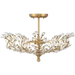 Vienna Full Spectrum Brielle Modern Ceiling Light Semi Flush Mount Fixture 18 1/2" Wide Brass Vine Leaf 4-Light Clear Crystal Glass For Bedroom House -Home Decor Store GUEST e38e02a9 5a8a 46bb bf71 db49fd12e911