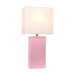 21" Monaco Avenue Modern Leather Table Lamp Pink - Elegant Designs