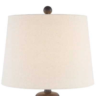 Regency Hill Traditional Table Lamps 24.25" High Set Of 2 Pedestal Bronze Off White Tapered Drum Shade Living Room Bedroom Bedside Nightstand 4 Regency Hill Traditional Table Lamps 24.25" High Set Of 2 Pedestal Bronze Off White Tapered Drum Shade Living Room Bedroom Bedside Nightstand - Image 2