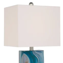 360 Lighting Connie Modern Table Lamps 25" High Set Of 2 Blue Faux Marble With USB Charging Ports LED White Shade For Bedroom Living Room House Desk -Home Decor Store GUEST e55880b0 6b81 410b ac54 2e737bd6f89a