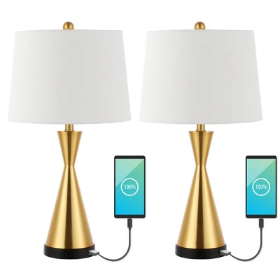 (Set Of 2) 26" Colton Classic French Country Iron LED Table Lamp With USB Charging Port (Includes LED Light Bulb) - JONATHAN Y 7 (Set Of 2) 26" Colton Classic French Country Iron LED Table Lamp With USB Charging Port (Includes LED Light Bulb) - JONATHAN Y - Image 5