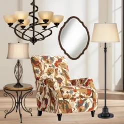 Franklin Iron Works Dark Mocha Chandelier 27 1/2" Wide Rustic Swirling Ribbon Amber Glass 6-Light Fixture For Dining Room House Foyer Kitchen Island -Home Decor Store GUEST e8781843 caf1 42e8 86fe bf2eb4ad4b98