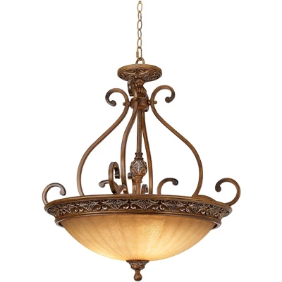 Kathy Ireland Sterling Estate Golden Bronze Pendant Chandelier 26 1/2" Wide Rustic Champagne Bowl Shade 3-Light Fixture For Dining Room Kitchen Island 6 Kathy Ireland Sterling Estate Golden Bronze Pendant Chandelier 26 1/2" Wide Rustic Champagne Bowl Shade 3-Light Fixture For Dining Room Kitchen Island - Image 4