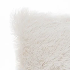 18” Plush Pillows – Set Of 2 Luxury Square Accent Pillow Inserts And Shag Glam Covers – For Bedroom Or Living Room By Lavish Home (White)