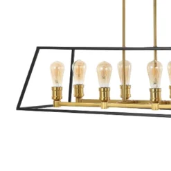 35" 8-Light Liane Farmhouse Industrial Iron Linear LED Pendant Black/Brass Gold - JONATHAN Y -Home Decor Store GUEST ec796841 64d1 431f 902d 77dc9a0dc315
