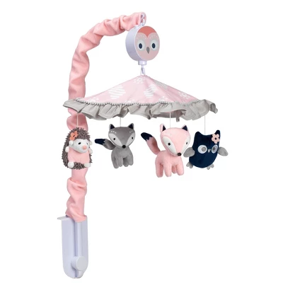 Lambs & Ivy Forever Friends Pink/Gray Woodland Owl/Fox Musical Baby Crib Mobile 5 Lambs & Ivy Forever Friends Pink/Gray Woodland Owl/Fox Musical Baby Crib Mobile - Image 3