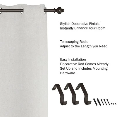 1-Inch Curtain Rod-Decorative Modern Urn Finials And Hardware- For Home Decor In Bedroom And Kitchen, 66-120-Inch By Hastings Home (Bronze) 4 1-Inch Curtain Rod-Decorative Modern Urn Finials And Hardware- For Home Decor In Bedroom And Kitchen, 66-120-Inch By Hastings Home (Bronze) - Image 2
