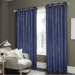 Iceland Metallic Grommet Curtain Panel Navy By RT Designers Collection -Home Decor Store GUEST f0d7149a 11dd 46a4 b69b f8cc39330031