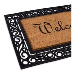 BirdRock Home Classic Welcome Brush Coir Doormat With Black Rubber Bottom - 24 Inches X 36 Inches