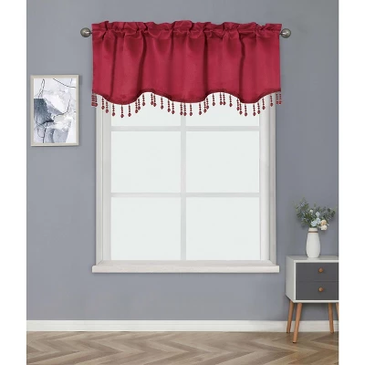 Kate Aurora Luxurious Solid Colored Scalloped Rod Pocket Window Valance With Crystal Beaded Trim 5 Kate Aurora Luxurious Solid Colored Scalloped Rod Pocket Window Valance With Crystal Beaded Trim - Image 3