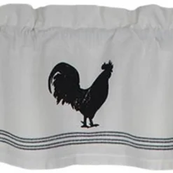 Home Collections By Raghu Farmhouse Rooster Cream Valance, 60x15.5
