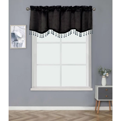 Kate Aurora Luxurious Solid Colored Scalloped Rod Pocket Window Valance With Crystal Beaded Trim 11 Kate Aurora Luxurious Solid Colored Scalloped Rod Pocket Window Valance With Crystal Beaded Trim - Image 9