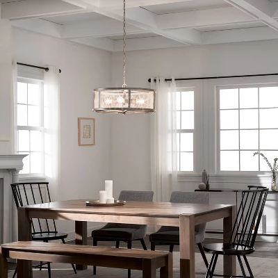 18" Metal Dixsie Caged Farmhouse Chandelier Woodgrain - River Of Goods 4 18" Metal Dixsie Caged Farmhouse Chandelier Woodgrain - River Of Goods - Image 2