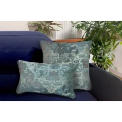 18"x18" Marina Kermin Indoor/Outdoor Square Pillow Blue - Liora Manne -Home Decor Store GUEST f6122c4e a2ed 4e18 ae4b 90d620e4c6c6