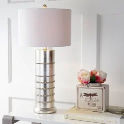 31" Evelyn Resin Table Lamp (Includes LED Light Bulb) Silver - JONATHAN Y