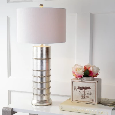 31" Evelyn Resin Table Lamp (Includes LED Light Bulb) Silver - JONATHAN Y 3 31" Evelyn Resin Table Lamp (Includes LED Light Bulb) Silver - JONATHAN Y
