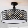 17" Elise 3-Light Crystal/Metal Drum Semi-Flush Mount Black - JONATHAN Y -Home Decor Store GUEST f69a3bbe 3df6 43f2 9cc9 06076813ceb8