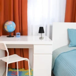 10.5" Petite Metal Stick Bedside Table Desk Lamp In Sand Nickel With Fabric Shade Black - Creekwood Home -Home Decor Store GUEST f9522480 6b00 4042 abce fad880e588e5