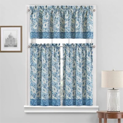 2pk 52"x36" Paisley Verveine Window Tiers Blue - Waverly 3 2pk 52"x36" Paisley Verveine Window Tiers Blue - Waverly