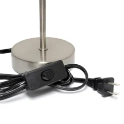 10.5" Petite Metal Stick Bedside Table Desk Lamp In Sand Nickel With Fabric Shade Orange - Creekwood Home -Home Decor Store GUEST fa632b6e 8993 4f61 86d0 4481ed11105d