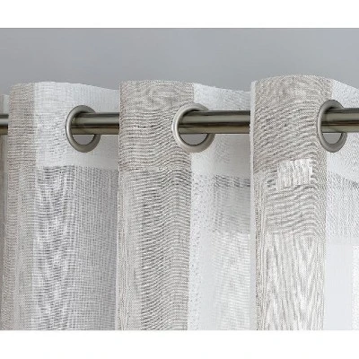 Trinity Sheer Stripe Curtains For Living Room Bedroom Window Grommet Voile Drapes, 2 Panels 6 Trinity Sheer Stripe Curtains For Living Room Bedroom Window Grommet Voile Drapes, 2 Panels - Image 4