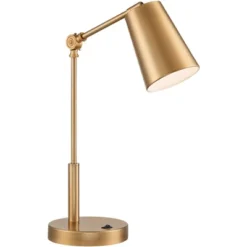 360 Lighting Industrial Modern Desk Lamp With USB And AC Power Outlet 23.5" High Antique Brass Metal For Living Room Bedroom House Bedside -Home Decor Store GUEST fd69a193 00ea 4feb 9363 16755dffdfd5