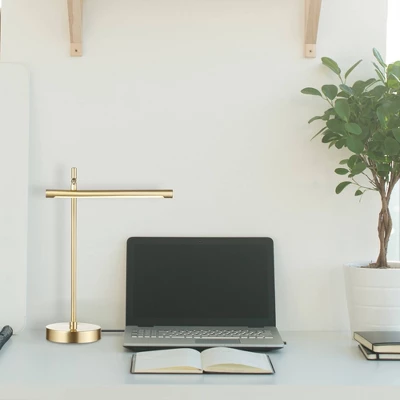 15" West Desk Lamp With Dimmer Rotary Switch (Includes LED Light Bulb) Matte Brass - Globe Electric 5 15" West Desk Lamp With Dimmer Rotary Switch (Includes LED Light Bulb) Matte Brass - Globe Electric - Image 3