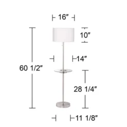 360 Lighting Caper Modern Floor Lamp With Tray Table 60 1/2" Tall Brushed Nickel USB And AC Power Outlet Off White Fabric Drum Shade For Living Room -Home Decor Store GUEST fdfcc0be ef16 4d5d 8ecd d75701119c50