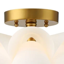 Possini Euro Design Modern Ceiling Light Semi Flush Mount Fixture White Flower Gold Metal 15 3/4" Wide Living Room Bedroom Kitchen -Home Decor Store GUEST fef6218a 716d 4463 96b6 83ff662f8639